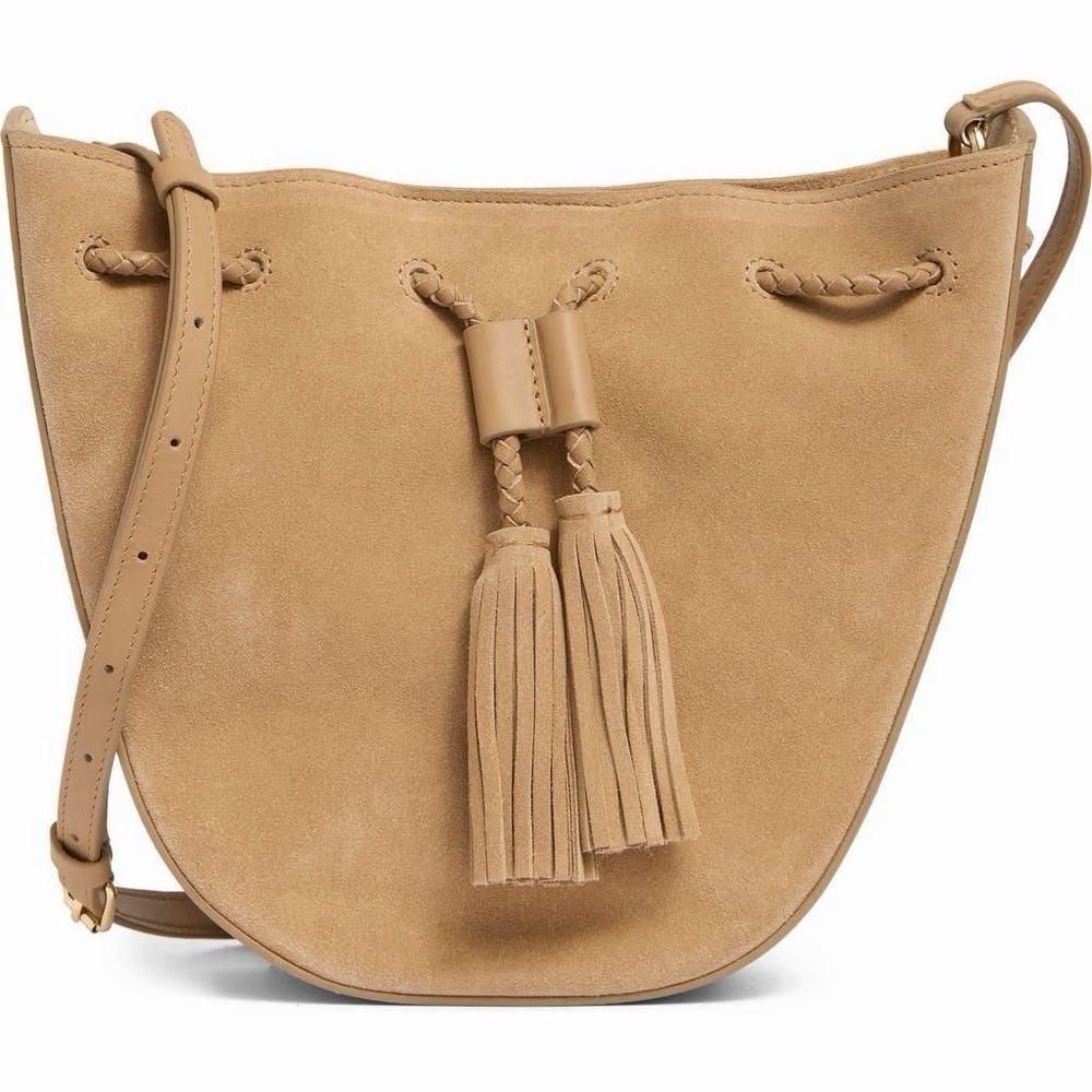 Rebecca Minkcoff Crossbody Purse Suede Natural Lulu USED tassel